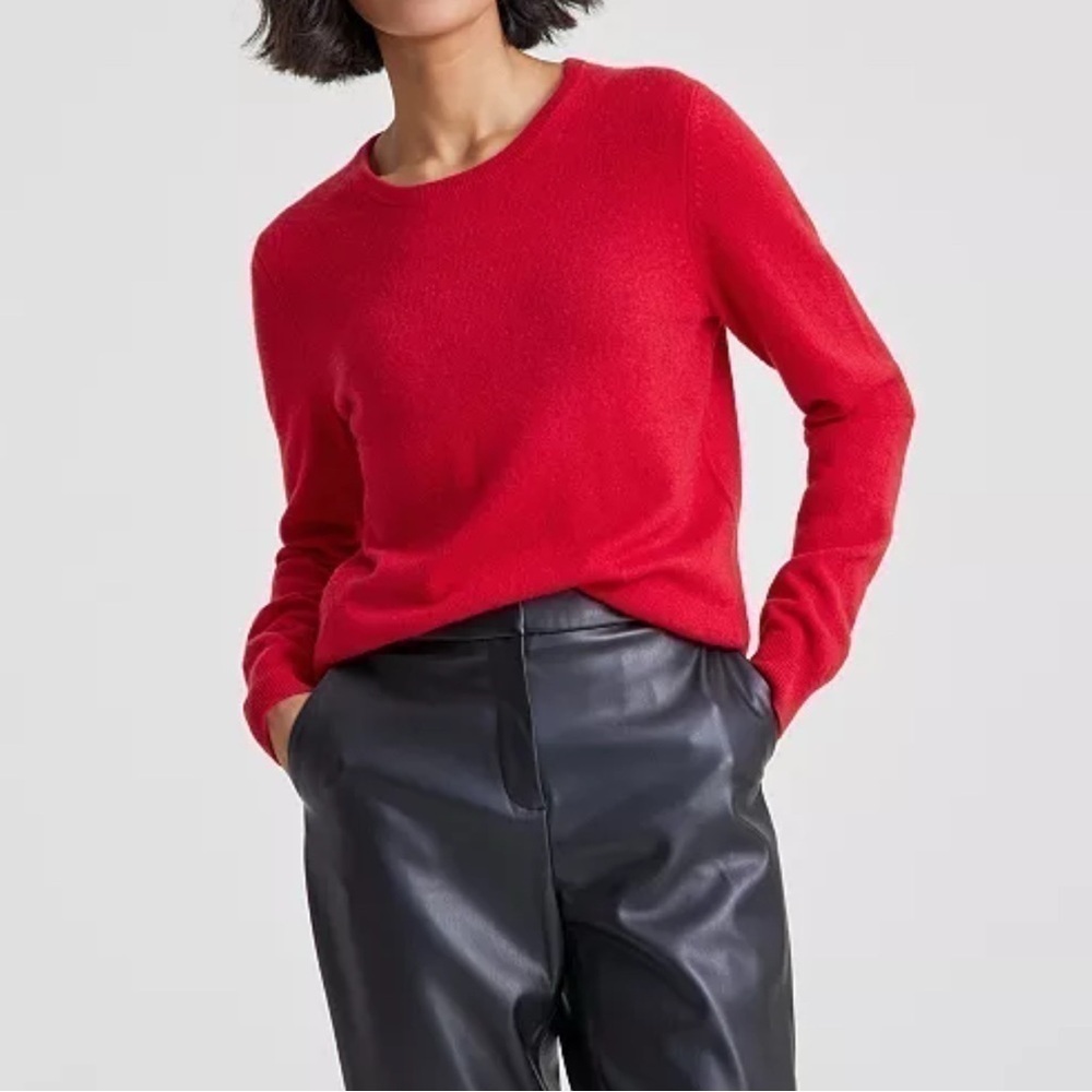 Charter Club Luxurious Cashmere Women's Red Long Sleeve Crewneck Sweater…